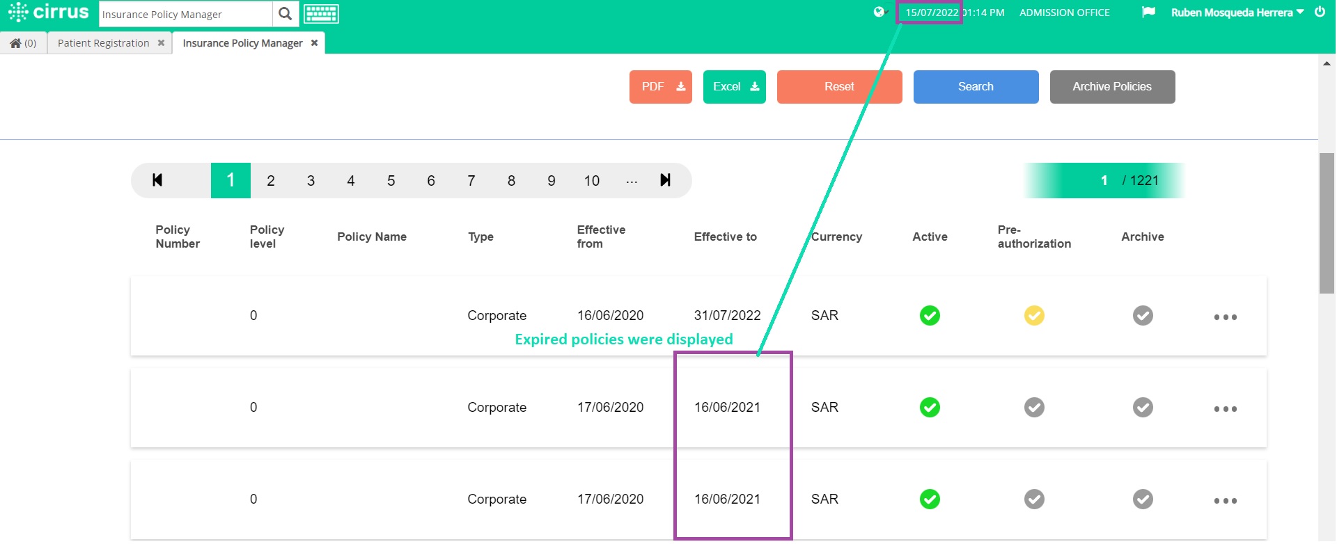 343 Apollo policies validation of expiration dates eCareSoft, Inc Knowledge Base (EN)