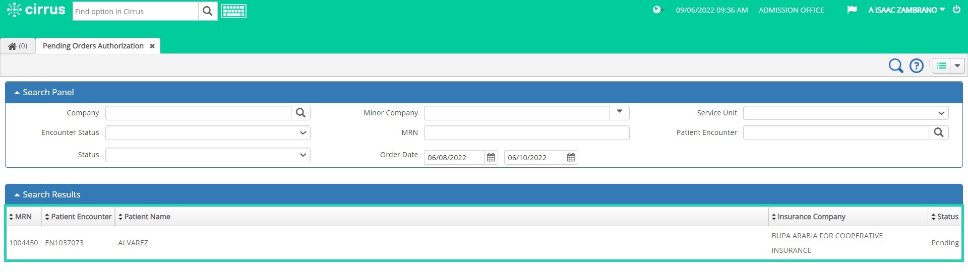 334 - Pending Order Authorization options for Encounter processes ...