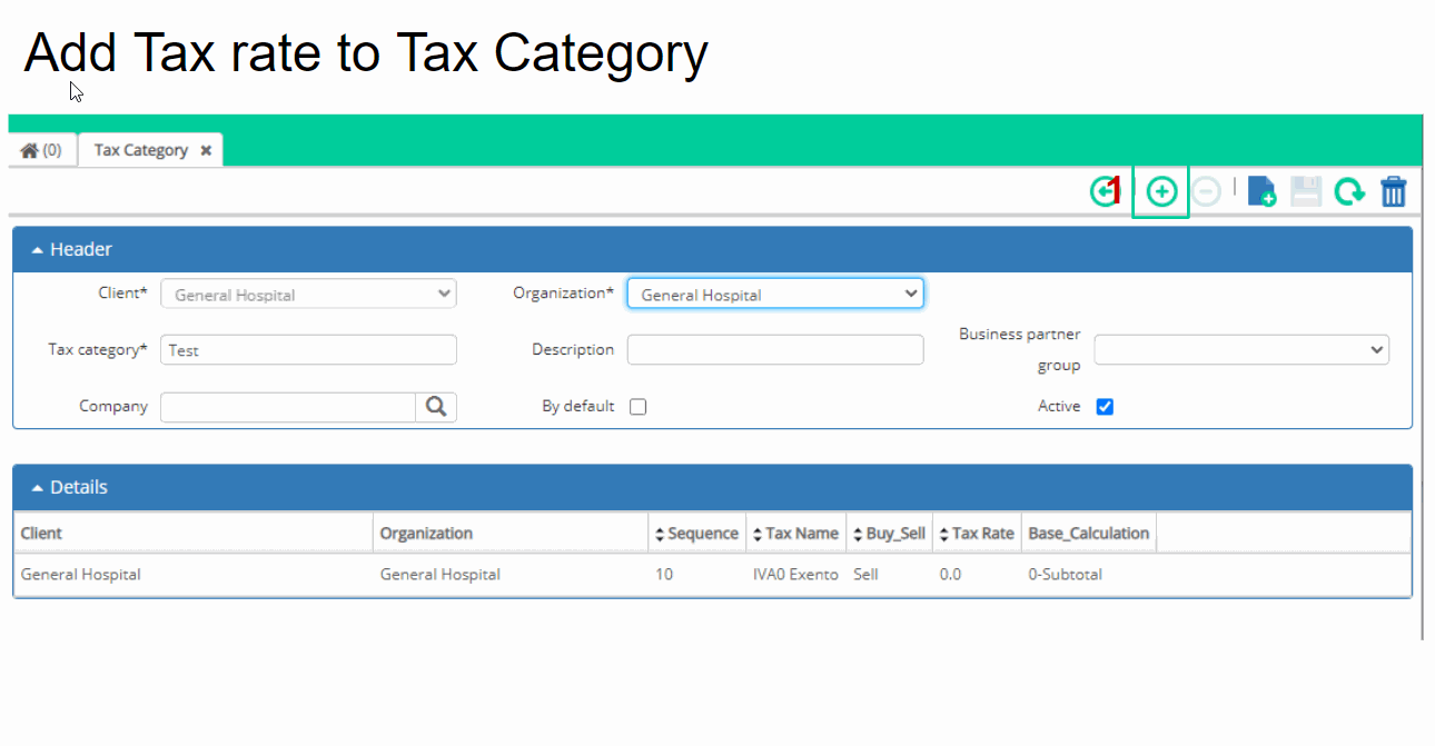 202 Define the access level of the selected Tax rate and Tax categories