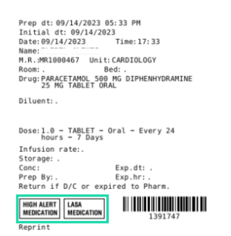 503 Drug Labels ReDesign for High Risk & LASA Medications